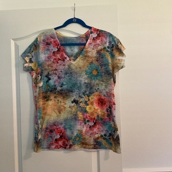 Essentials, gorgeous, multicolor shirt with bling xl - Picture 1 of 4